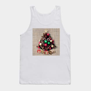 Pine Cone Christmas Tree on Burlap Tank Top